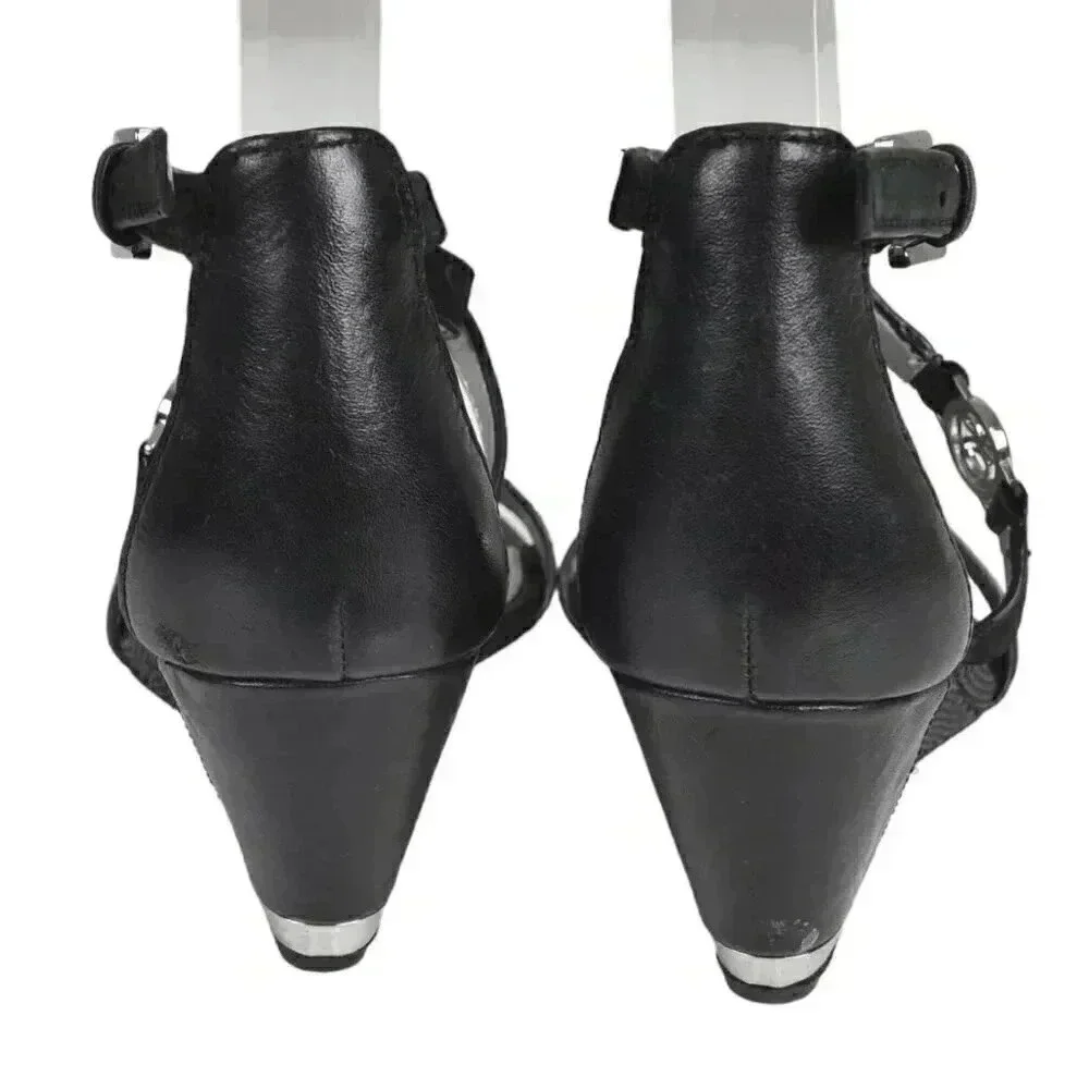 Sam Edelman Leather Wedge Sandal Heel  Black Size 6 - Picture 8 of 14